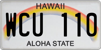HI license plate WCU110