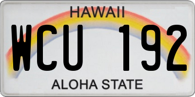 HI license plate WCU192