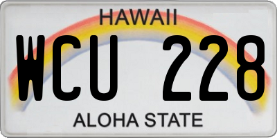 HI license plate WCU228