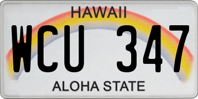 HI license plate WCU347
