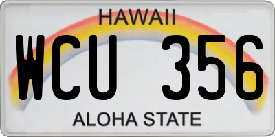 HI license plate WCU356