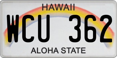 HI license plate WCU362