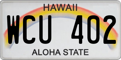 HI license plate WCU402