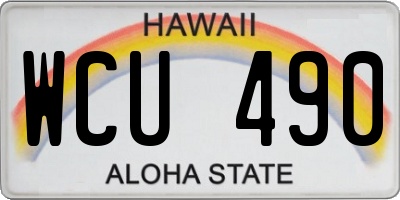 HI license plate WCU490