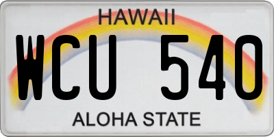 HI license plate WCU540