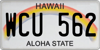 HI license plate WCU562