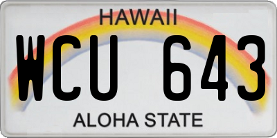 HI license plate WCU643