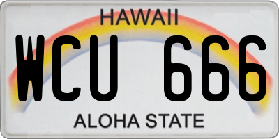 HI license plate WCU666