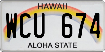 HI license plate WCU674