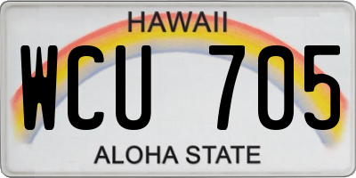 HI license plate WCU705