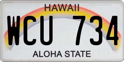 HI license plate WCU734