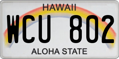 HI license plate WCU802
