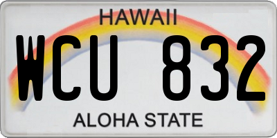 HI license plate WCU832