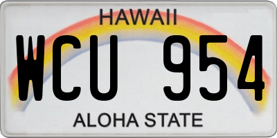 HI license plate WCU954