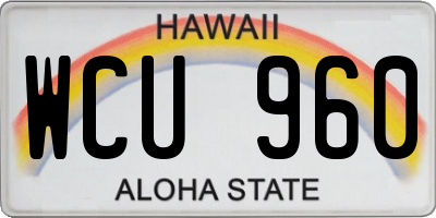 HI license plate WCU960