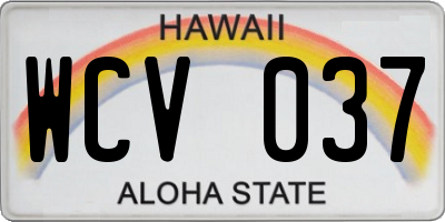 HI license plate WCV037
