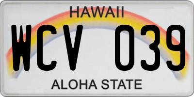 HI license plate WCV039