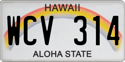 HI license plate WCV314