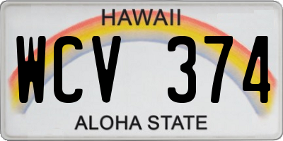HI license plate WCV374