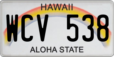 HI license plate WCV538