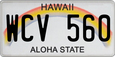 HI license plate WCV560