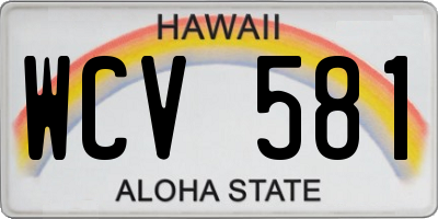 HI license plate WCV581