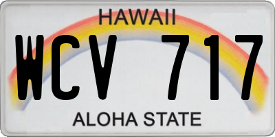 HI license plate WCV717