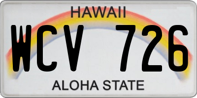 HI license plate WCV726