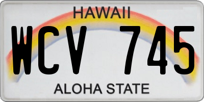 HI license plate WCV745