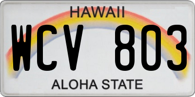 HI license plate WCV803