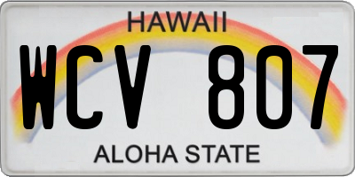 HI license plate WCV807