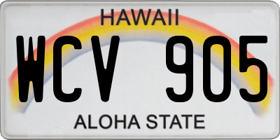 HI license plate WCV905