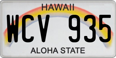 HI license plate WCV935