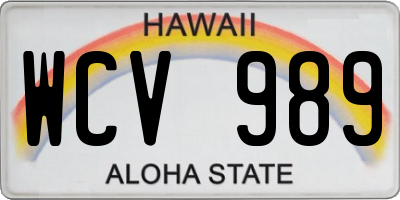 HI license plate WCV989
