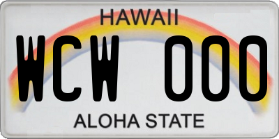 HI license plate WCW000