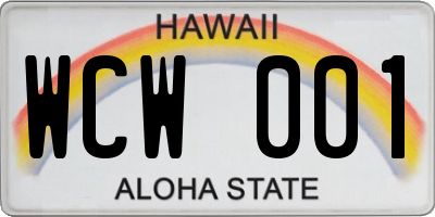 HI license plate WCW001