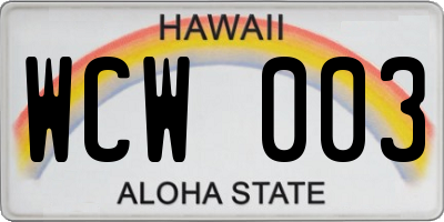 HI license plate WCW003