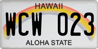 HI license plate WCW023