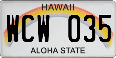 HI license plate WCW035