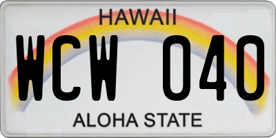 HI license plate WCW040