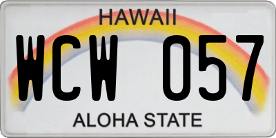 HI license plate WCW057
