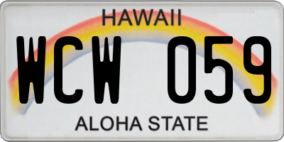 HI license plate WCW059