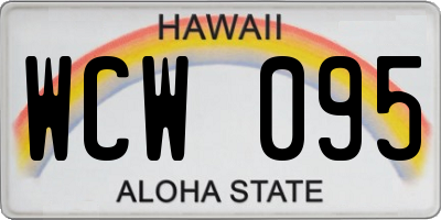 HI license plate WCW095