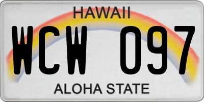 HI license plate WCW097