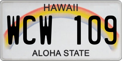 HI license plate WCW109