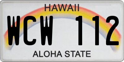 HI license plate WCW112