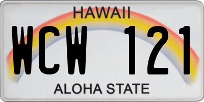 HI license plate WCW121