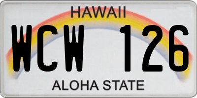 HI license plate WCW126