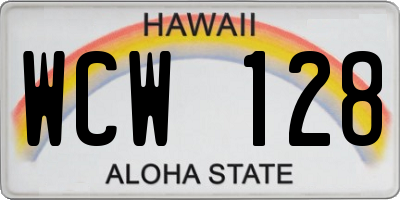 HI license plate WCW128