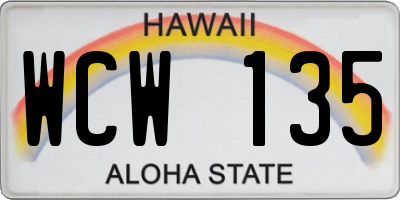 HI license plate WCW135